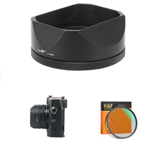 Haoge LH-X54B Square Metal Lens Hood With 49mm Black Mist Filter For X100VI