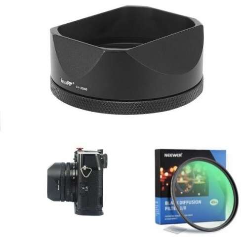 Haoge LH-X54B Square Metal Lens Hood With 49mm Black Mist Filter For X100VI