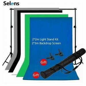 SELENS 2m(W) X 2m(H) Background Support Stand with 2m(W) X 3m(H) Backdrop Screen