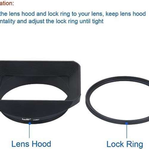 HAOGE LH-B62T 62mm Square Metal Screw-in Mount Lens Hood With Cap (專用方形遮...