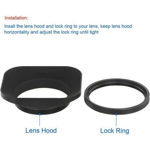 Haoge LH-B58T 58mm Square Metal Screw-in Mount Lens Hood With Cap (專用方形遮...