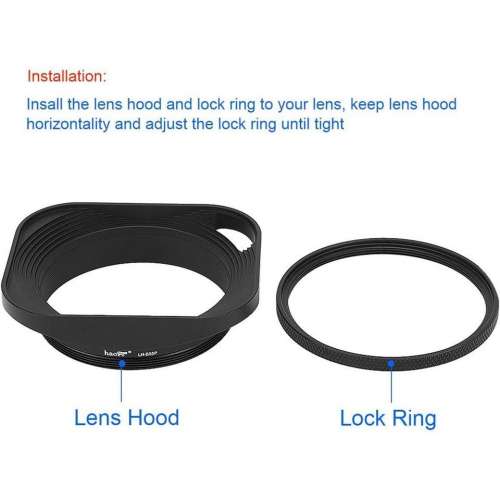 Haoge LH-B55P 55mm Square Metal Screw-in Mount Lens Hood With Cap (專用方形遮...