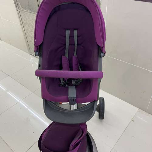 二手Stokke xplory V3 嬰兒手推車 紫色連原廠前置購物袋 八成新，實淨安全好推 葵涌...