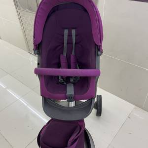 二手Stokke xplory V3 嬰兒手推車 紫色連原廠前置購物袋 八成新，實淨安全好推 葵涌...