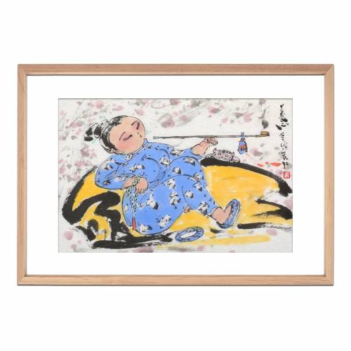 超值中美协会员窦红人物画《养心图》小胖妞