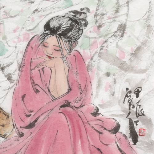 超值中美协会员窦红人物画《岁月静好》美女