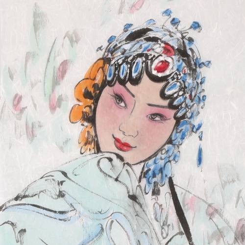 中美协会员窦红书画人物戏曲人物收藏字画名家真迹