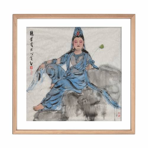 超值中美协会员窦红人物画《观音像》