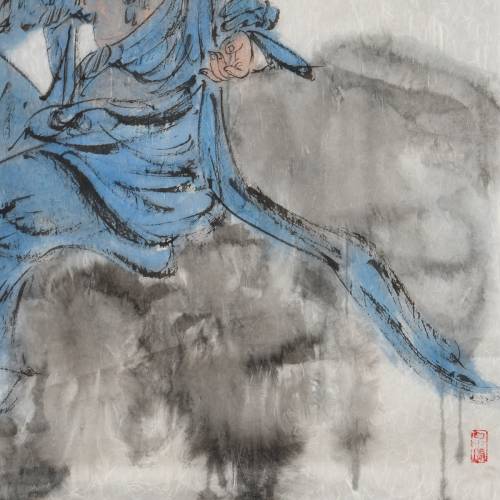 超值中美协会员窦红人物画《观音像》