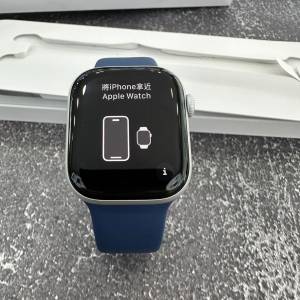 Applewatch S10 99new 蘋果手錶S10 42mm GPS。銀色鋁金屬表殼丹寧色運動型表帶 喺保...