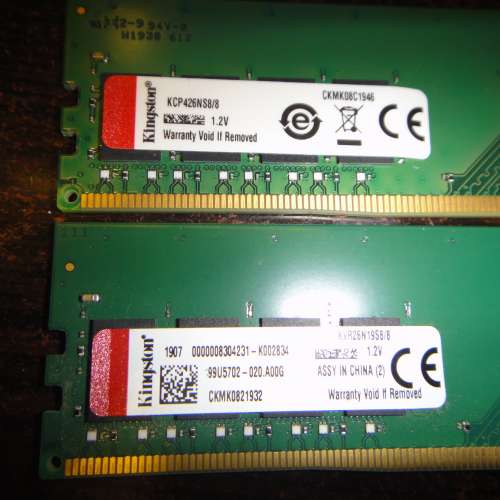Desktop Ram Kingston 8GBx2 DDR4 2666 共16GB