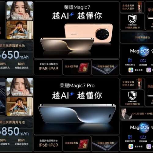 （優先預訂/少量現貨）Honor 榮耀 Magic 7系列 Magic7/ Magic7 Pro 2億像素超高清潛...