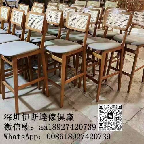 實木吧椅訂造，實木软包靠背吧椅、吧枱吧椅、酒吧酒馆高脚凳、bar凳子订做、bs7176...