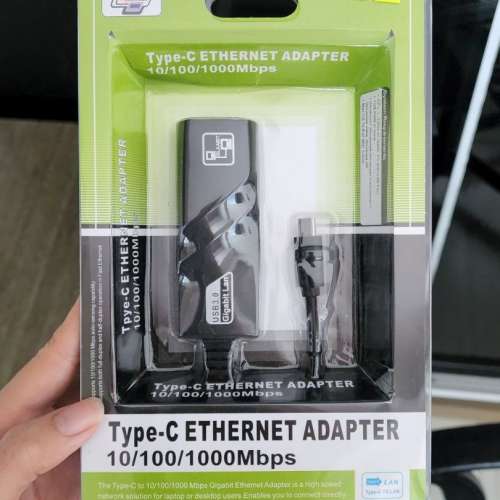 Type C轉Ethernet Adapter連1條Lan線