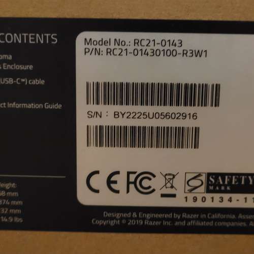 100% New Razer Core X Chroma eGPU 顯示卡外接盒