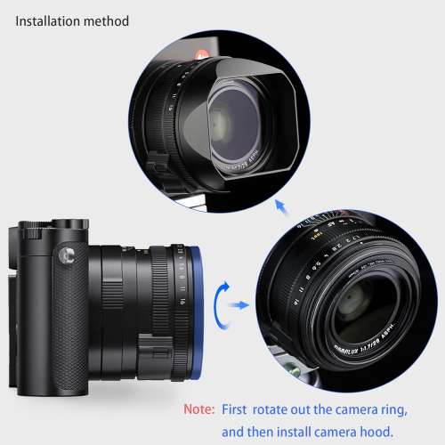 HAOGE LH-LQB Square Metal Lens Hood For Leica Q3 全片幅定焦相機 (19080) 黑色方...