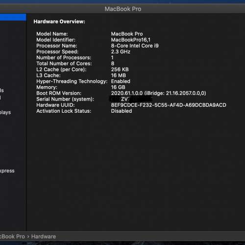 16 吋 MacBook Pro 太空灰 (intel i9, 2TB SSD, 16GB RAM, Touch Bar）