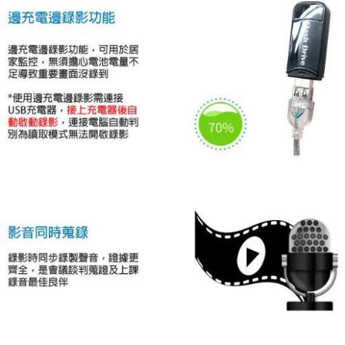 1080P 無孔USB隨身碟造型觸摸式開關微型針孔攝影機