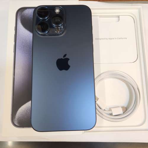 IPhone 15 Pro Max 256gb行機藍色 applecare+ 原廠保養至2025年9月21日 全套齊有盒...