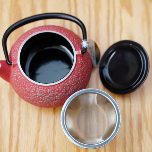 日本製 岩鋳 Iwachu 急須 0.32L 南部鉄器 粉紅櫻花銀色 南部鐵器鐵茶壼