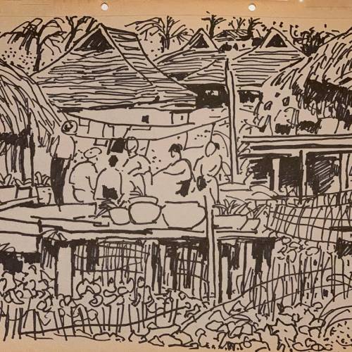 吳冠中《钢笔速写》九幅 （13x16英寸）