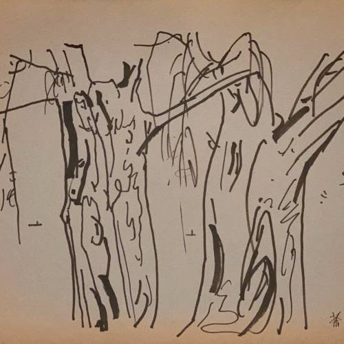 吳冠中《钢笔速写》九幅 （13x16英寸）