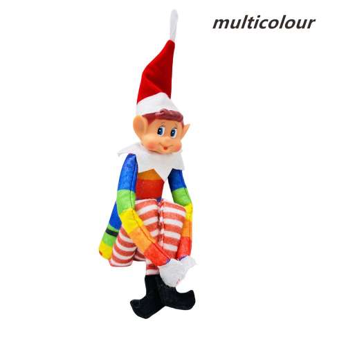 42公分聖誕精靈玩偶，適合兒童的小型玩具精靈，聖誕可擺姿勢的小精靈架子坐者，帶有...