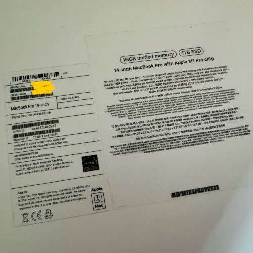 MacBook Pro 2021 |14’ |M1Pro Chip|16Core|1TB|電循環9次