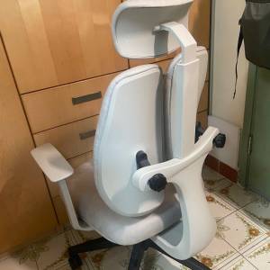 全新人體工學電腦辦公椅 灰色 絨面 轆輪 手柄枕 360 swivel wheel wheels wheeled ...