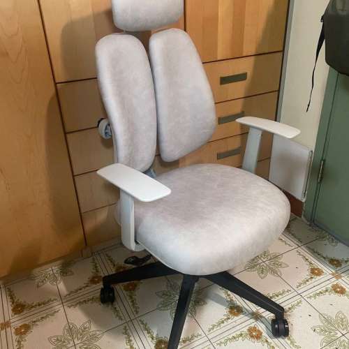 全新人體工學電腦辦公椅 灰色 絨面 轆輪 手柄枕 360 swivel wheel wheels wheeled ...