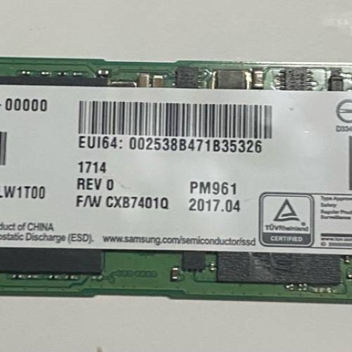 Samsung PM961 256GB M.2 NVMe SSD