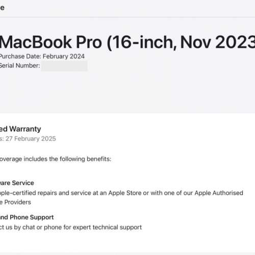 Apple Macbook Pro 16 吋 M3 Pro 36GB 記憶體 512GB SSD 儲存（未過保養）