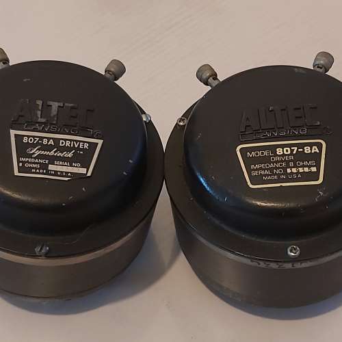 美國製古董 ALTEC 807-8A , 8ohm, Compression horn drivers 鋼磁 黑色一對