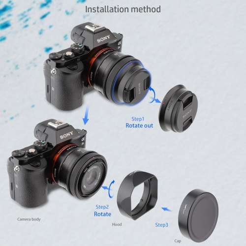 Haoge LH-S245N Bayonet Square Metal Lens Hood For SONY FE 24mm f/2.8, 40mm f/2.5