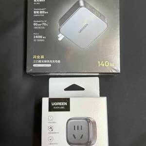 100%全新未開封UGreen 140w PD3.1 GaN 充電器連港版三腳𨍭換插