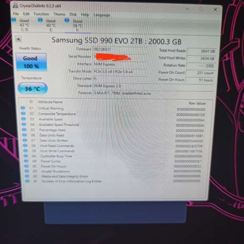 Samsung 990 EVO 2TB pcie4x4 and pcie5x2 香港代理5年保 (這是舊版EVO不是EVO plus)
