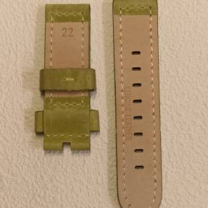 ⌚議價請移玉步#no bargain 草綠色皮錶帶Green Leather Strap ⚡22mm+22mm