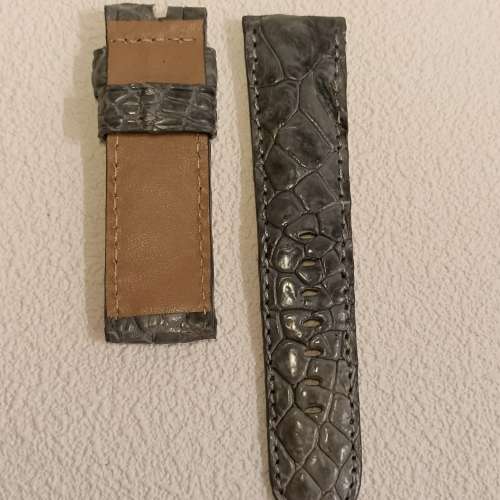 ⌚議價請移玉步#no bargain 大橡灰鱷魚皮錶帶 Leather Strap ⚡24mm+22mm