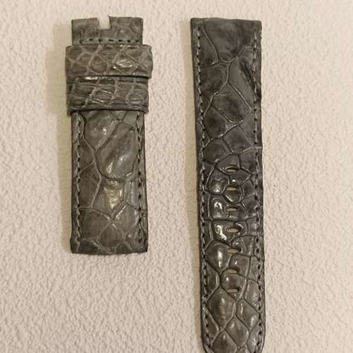 ⌚議價請移玉步#no bargain 大橡灰鱷魚皮錶帶 Leather Strap ⚡24mm+22mm