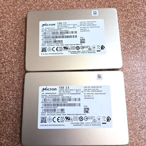 Micron 128GB/256GB，INTEL 180GB/300GB