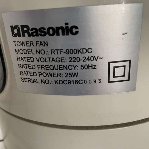 Rasonic Tower Fan 坐地風扇 RTF-900KDC