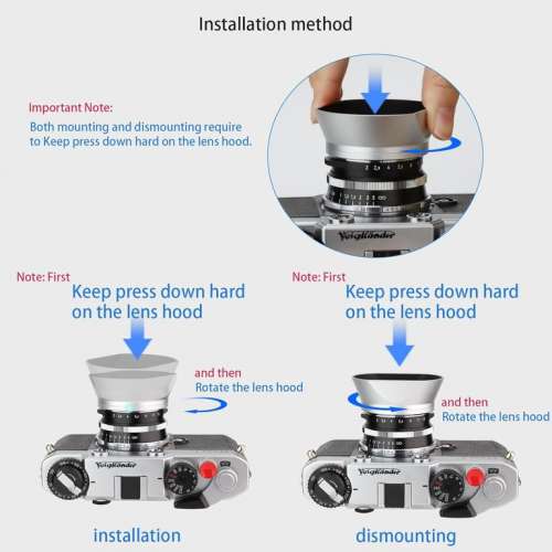 Haoge LH-VM12W Metal Lens Hood For Voigtlander 35mm f/2 ULTRON Aspherical 銀色...