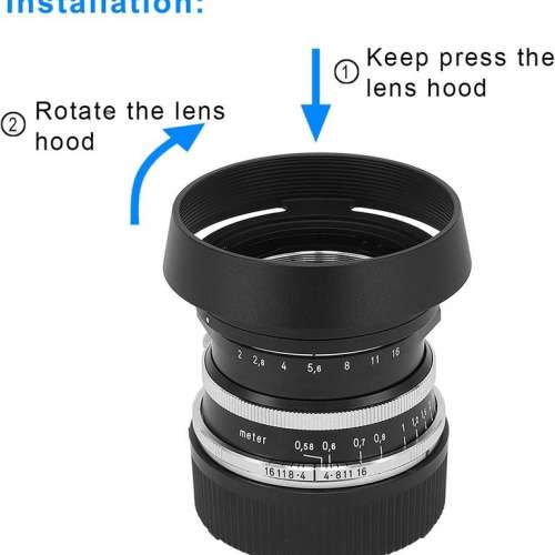 Haoge LH-VM11 Metal Lens Hood For Voigtlander 35mm f/2 ULTRON Aspherical Vintage