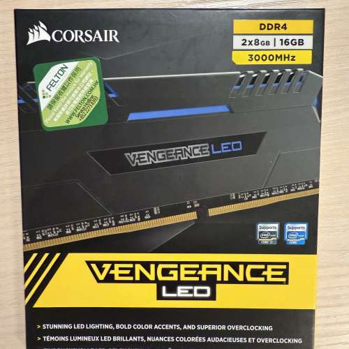 Corsair DDR4 16GB 3000mhz (2x8GB) 有盒 100%正常