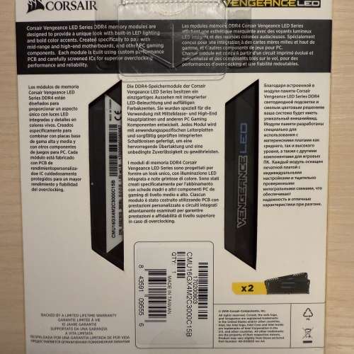 Corsair DDR4 16GB 3000mhz (2x8GB) 有盒 100%正常
