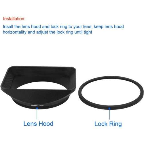 HAOGE LH-B72T 72mm Square Metal Screw-in Mount Lens Hood With Cap (專用方形遮...