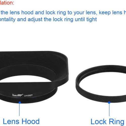 LH-E52T 52mm Square Metal Screw-in Lens Hood with Cap (專用方形遮光罩) - Zeis...