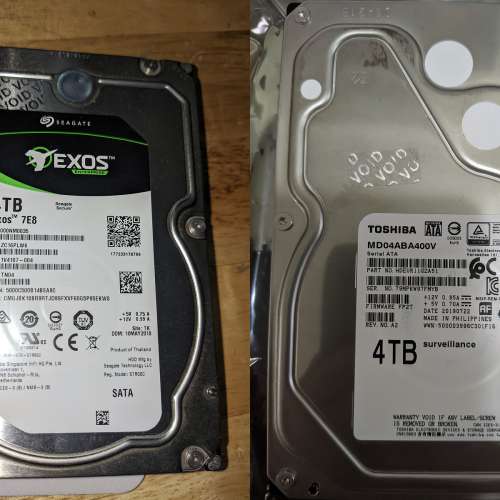 Seagate 企業級 4TB & Toshiba 監控級 4TB SATA HDD - 100% WORK (3日私保)