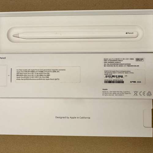 Apple Pencil 2, 非常新淨, 有盒, 出廠日期 2024