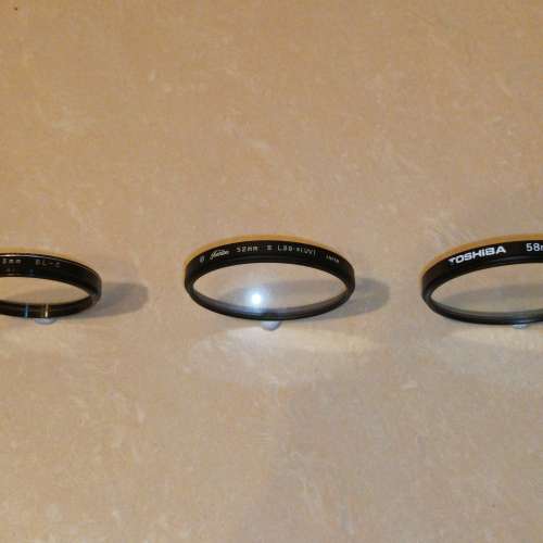 Toshiba 老牌Filter 3塊~43mm SL-C, 52mm S L39.3(UV), 58mm MC 1S